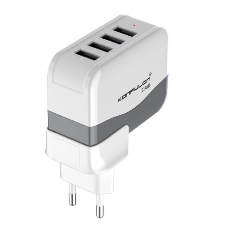 Kucni punjac KONFULON C21 4xUSB 4.2A micro USB belo-siv