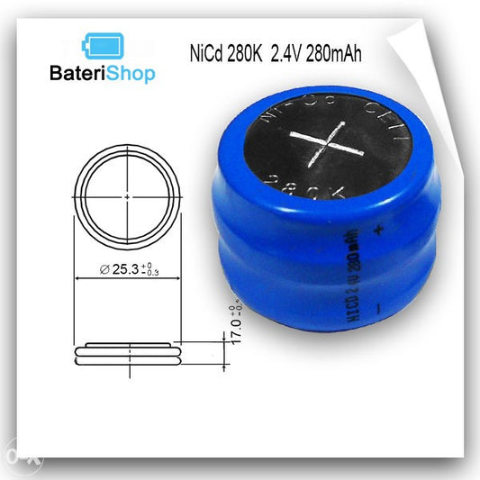 Baterija dugmetna NiCd 280K 2.4V 280mAh