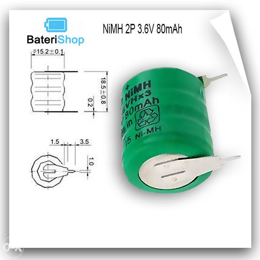 Baterija NiMH 2P 3.6V 80mAh