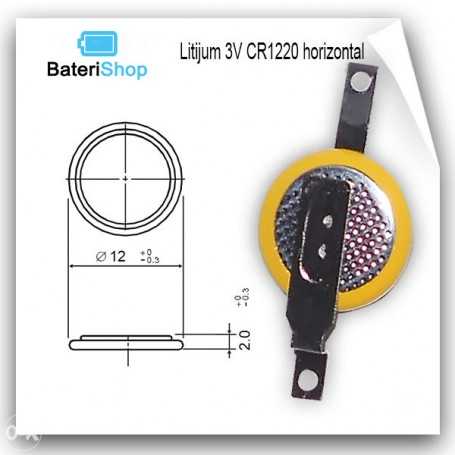 Baterija Litijum CR1220 3V sa horizontalnim izvodima
